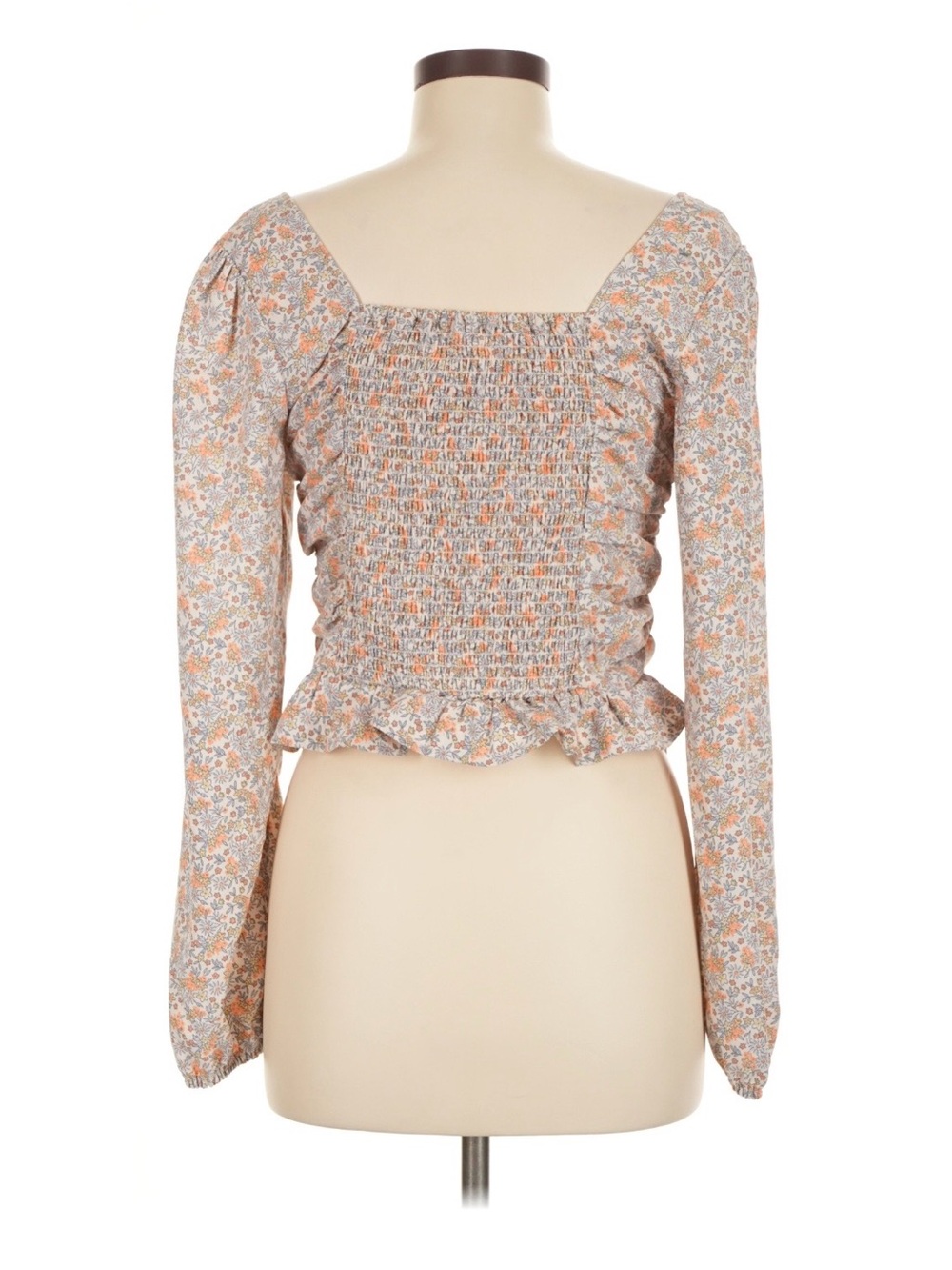 Women’s Floral Drawstring Blouse Cropped - Picture 7 of 7